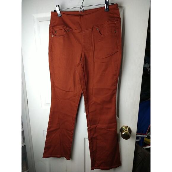 belle kim gravel Woman 4P Pants Rust Pullon Pocket Stretch Flat Front - Picture 1 of 9